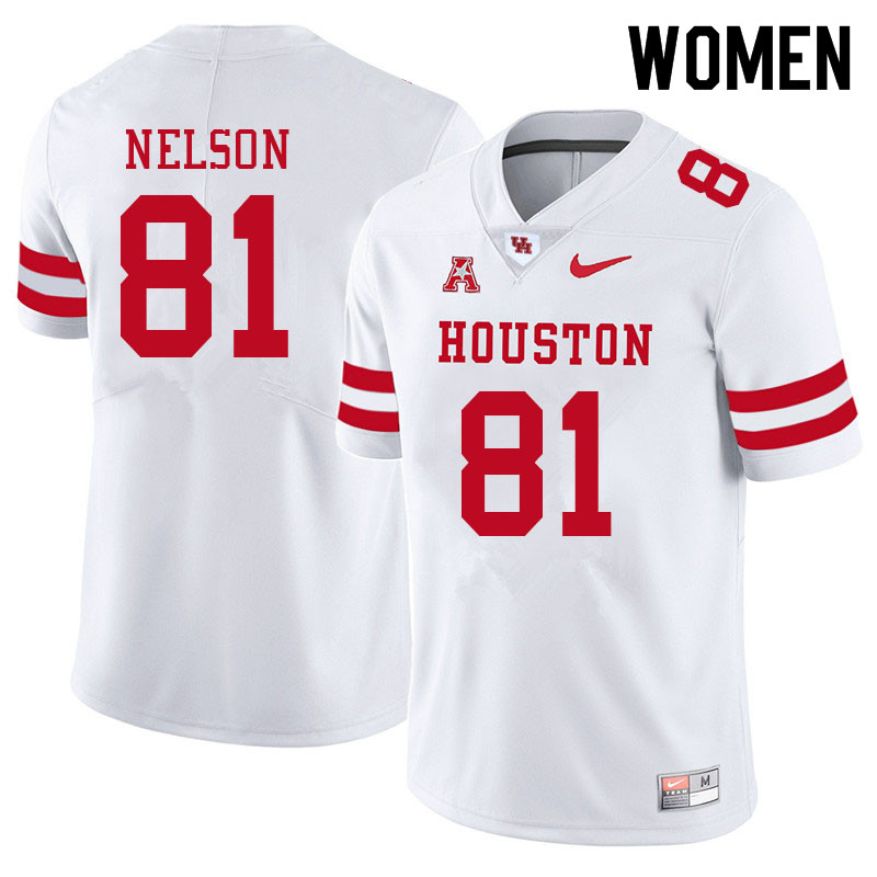 Women #81 CJ Nelson Houston Cougars College Football Jerseys Sale-White